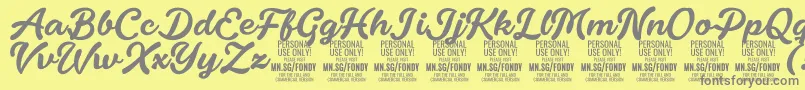 フォントFondyScript PERSONAL USE ONLY – 黄色の背景に灰色の文字