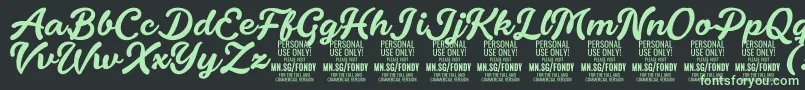 Fonte FondyScript PERSONAL USE ONLY – fontes verdes em um fundo preto