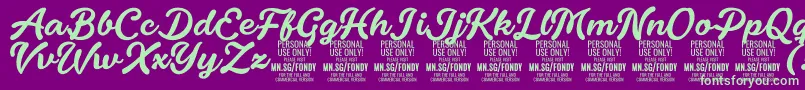 Шрифт FondyScript PERSONAL USE ONLY – зелёные шрифты на фиолетовом фоне