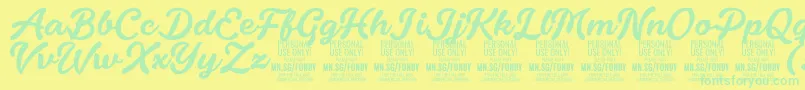 FondyScript PERSONAL USE ONLY Font – Green Fonts on Yellow Background