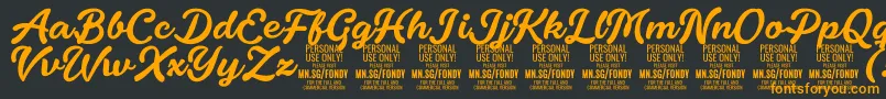 Fonte FondyScript PERSONAL USE ONLY – fontes laranjas em um fundo preto