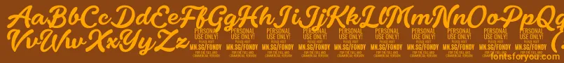 FondyScript PERSONAL USE ONLY-Schriftart – Orangefarbene Schriften auf braunem Hintergrund