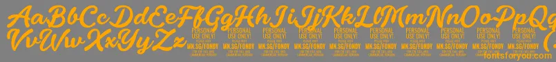 FondyScript PERSONAL USE ONLY-fontti – oranssit fontit harmaalla taustalla