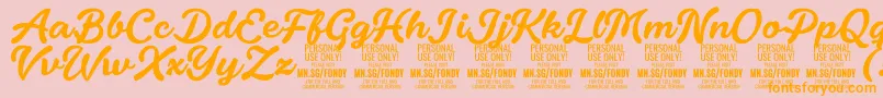 Шрифт FondyScript PERSONAL USE ONLY – оранжевые шрифты на розовом фоне