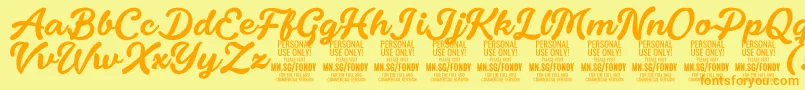 Шрифт FondyScript PERSONAL USE ONLY – оранжевые шрифты на жёлтом фоне