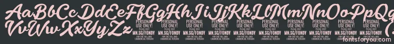 Fonte FondyScript PERSONAL USE ONLY – fontes rosa em um fundo preto