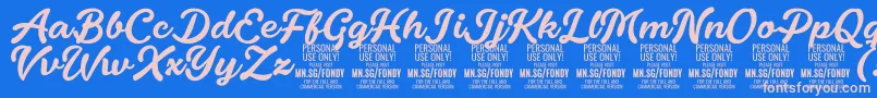 FondyScript PERSONAL USE ONLY Font – Pink Fonts on Blue Background