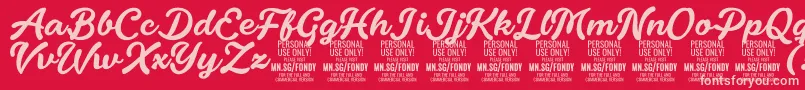 Fonte FondyScript PERSONAL USE ONLY – fontes rosa em um fundo vermelho