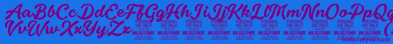 Fonte FondyScript PERSONAL USE ONLY – fontes roxas em um fundo azul