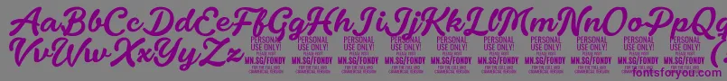 Czcionka FondyScript PERSONAL USE ONLY – fioletowe czcionki na szarym tle