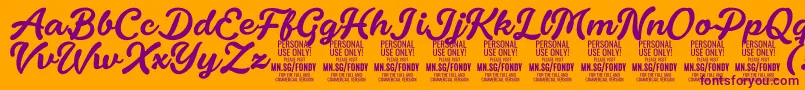 FondyScript PERSONAL USE ONLY Font – Purple Fonts on Orange Background