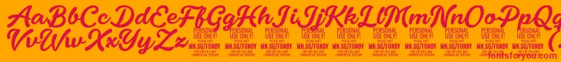 FondyScript PERSONAL USE ONLY Font – Red Fonts on Orange Background