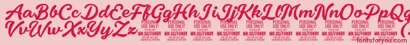 フォントFondyScript PERSONAL USE ONLY – ピンクの背景に赤い文字