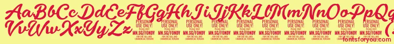 FondyScript PERSONAL USE ONLY Font – Red Fonts on Yellow Background