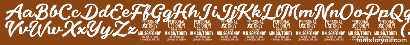 FondyScript PERSONAL USE ONLY Font – White Fonts on Brown Background