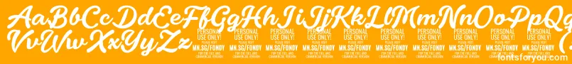 FondyScript PERSONAL USE ONLY-Schriftart – Weiße Schriften auf orangefarbenem Hintergrund