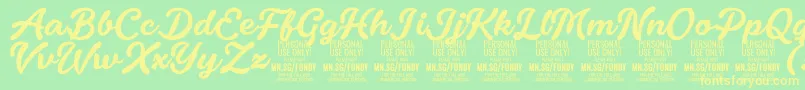 FondyScript PERSONAL USE ONLY-Schriftart – Gelbe Schriften auf grünem Hintergrund