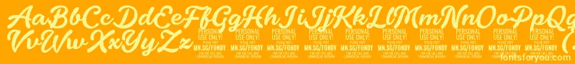 Fonte FondyScript PERSONAL USE ONLY – fontes amarelas em um fundo laranja