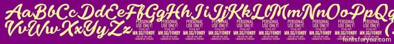 Шрифт FondyScript PERSONAL USE ONLY – жёлтые шрифты на фиолетовом фоне