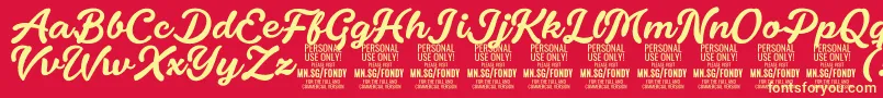 FondyScript PERSONAL USE ONLY Font – Yellow Fonts on Red Background