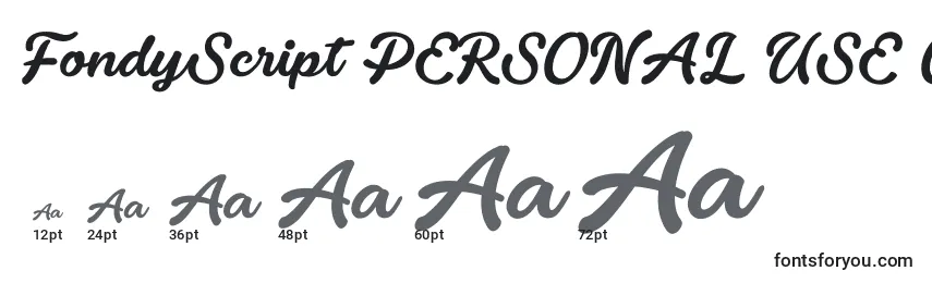 FondyScript PERSONAL USE ONLY Font Sizes