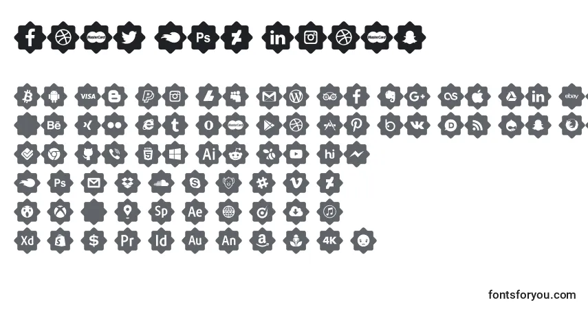 Schriftart Font 120 icons  – Alphabet, Zahlen, spezielle Symbole