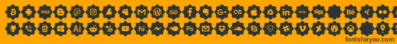 Fonte font 120 icons  – fontes pretas em um fundo laranja
