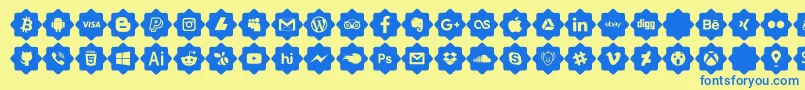 font 120 icons  Font – Blue Fonts on Yellow Background