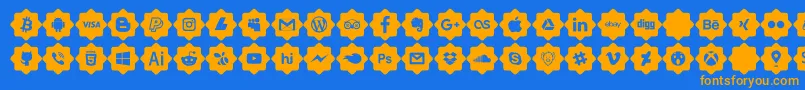 font 120 icons  Font – Orange Fonts on Blue Background
