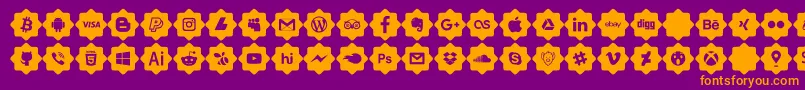 Fonte font 120 icons  – fontes laranjas em um fundo violeta