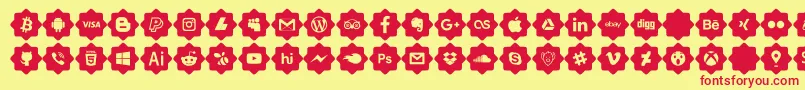 Fonte font 120 icons  – fontes vermelhas em um fundo amarelo