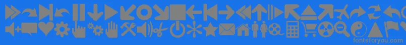 Czcionka Font 90 Icons – szare czcionki na niebieskim tle