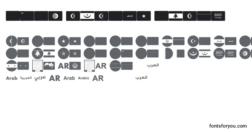 Schriftart Font arabic flags – Alphabet, Zahlen, spezielle Symbole