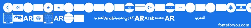 font arabic flags-fontti – valkoiset fontit sinisellä taustalla