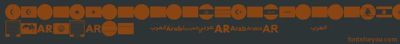 font arabic flags-Schriftart – Braune Schriften auf schwarzem Hintergrund