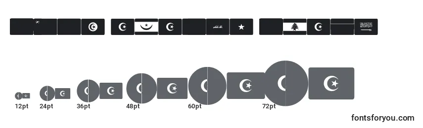 Tamanhos de fonte Font arabic flags (126948)