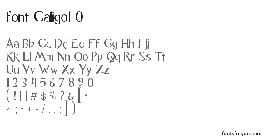 A fonte Font Caligo1 0 – alfabeto, números, caracteres especiais