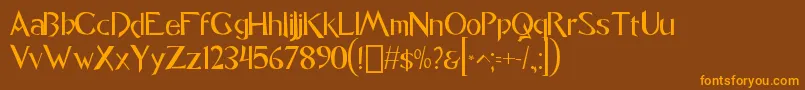 font Caligo1 0-Schriftart – Orangefarbene Schriften auf braunem Hintergrund