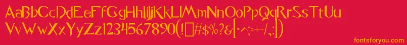 font Caligo1 0-Schriftart – Orangefarbene Schriften auf rotem Hintergrund