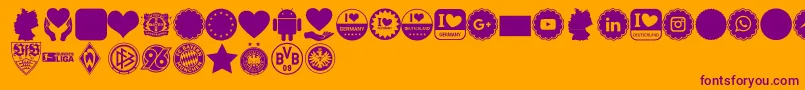 Czcionka Font Color Germany – fioletowe czcionki na pomarańczowym tle