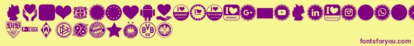Font Color Germany-fontti – violetit fontit keltaisella taustalla