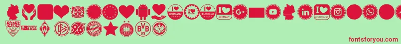 Font Color Germany-Schriftart – Rote Schriften auf grünem Hintergrund