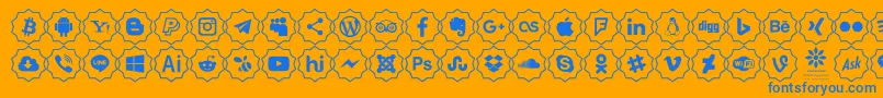 Font Color icon-Schriftart – Blaue Schriften auf orangefarbenem Hintergrund