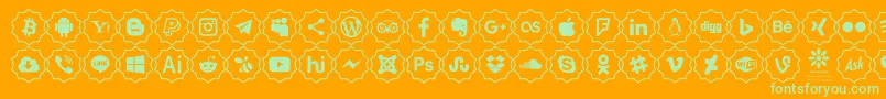 Font Color icon-Schriftart – Grüne Schriften auf orangefarbenem Hintergrund