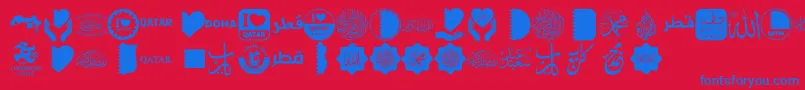 Fonte Font Color Qatar – fontes azuis em um fundo vermelho