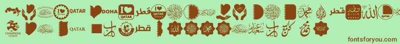 Font Color Qatar-Schriftart – Braune Schriften auf grünem Hintergrund