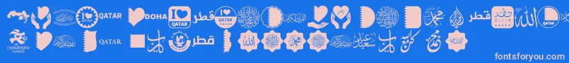 Font Color Qatar-Schriftart – Rosa Schriften auf blauem Hintergrund