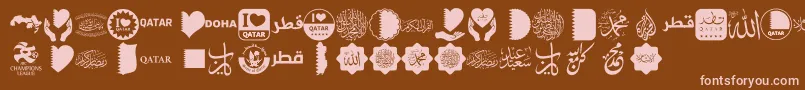 Czcionka Font Color Qatar – różowe czcionki na brązowym tle