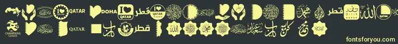Font Color Qatar-fontti – keltaiset fontit mustalla taustalla