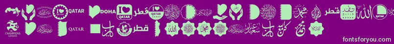 Fonte Font Color Qatar – fontes verdes em um fundo violeta